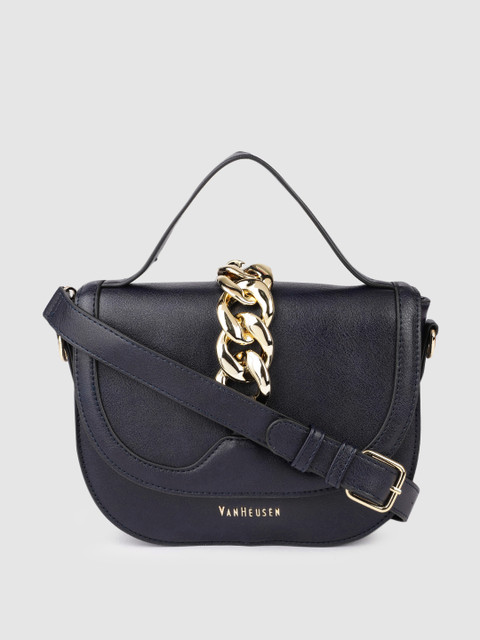 

Van Heusen Navy Blue Solid Satchel