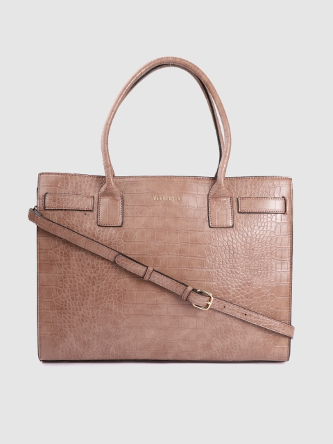 

Van Heusen Peach-Coloured Croc Textured Structured Laptop Handheld Bag with Strap