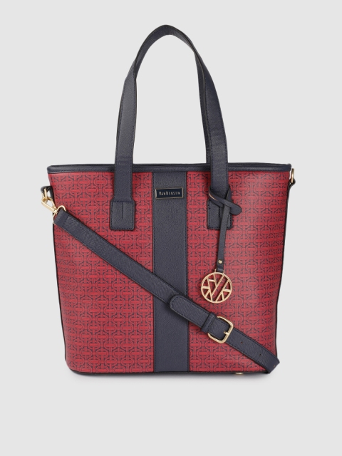 

Van Heusen Red & Navy Blue Printed PU Structured Shoulder Bag