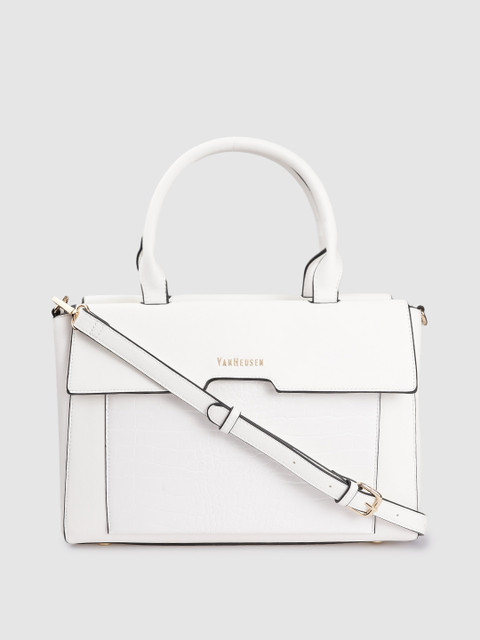 

Van Heusen White Solid Structured Handheld Bag