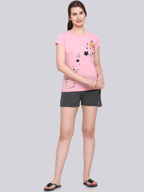 

ObaanObaan Women Pink & Grey Printed Co-Ord Set