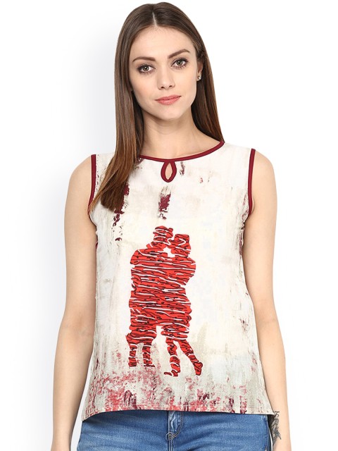 

Jaipur Kurti Off-White Printed Top
