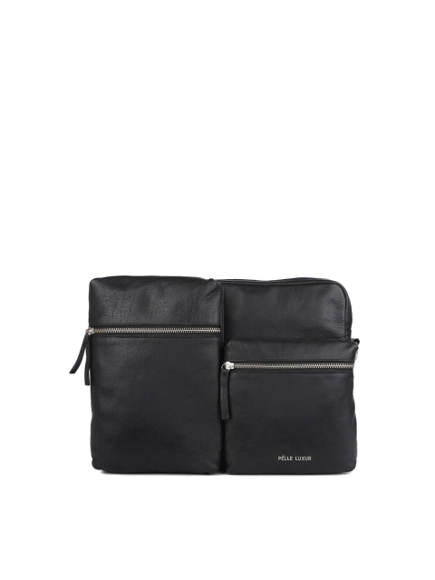

PELLE LUXUR Black Leather Structured Sling Bag