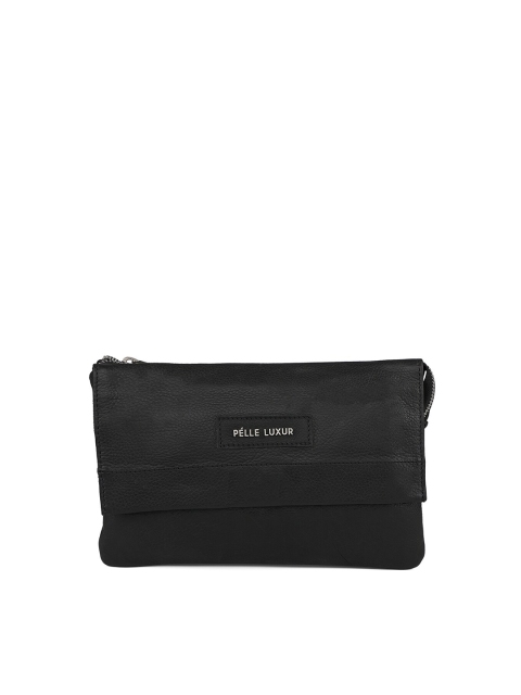 

PELLE LUXUR Unisex Black Solid Messenger Bag