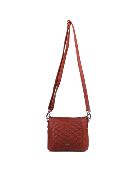 

PELLE LUXUR Brown Leather Structured Sling Bag with Quilted