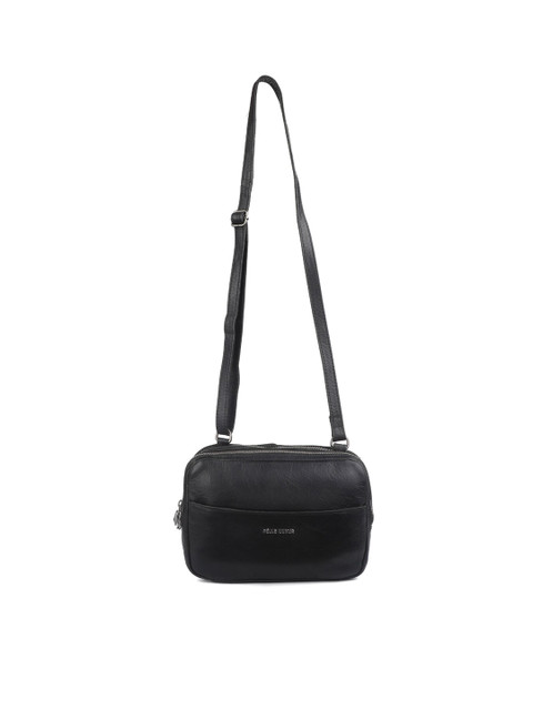 

PELLE LUXUR Black Leather Structured Sling Bag