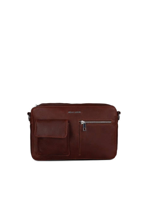 

PELLE LUXUR Unisex Brown Solid Messenger Bag