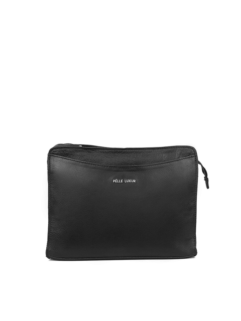 

PELLE LUXUR Unisex Black Messenger Bag