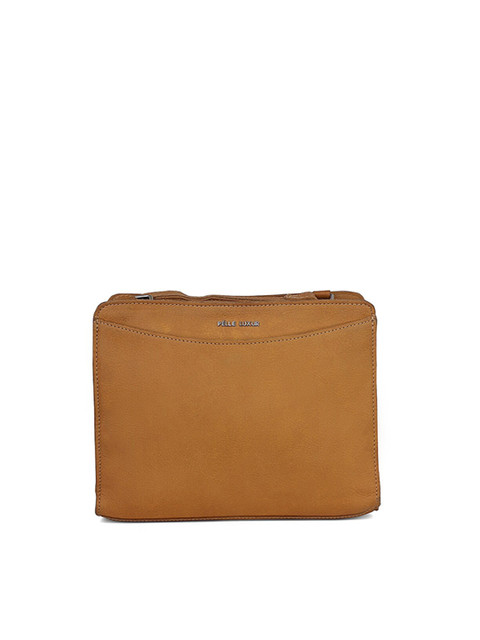 

PELLE LUXUR Unisex Mustard Yellow Solid Messenger Bag