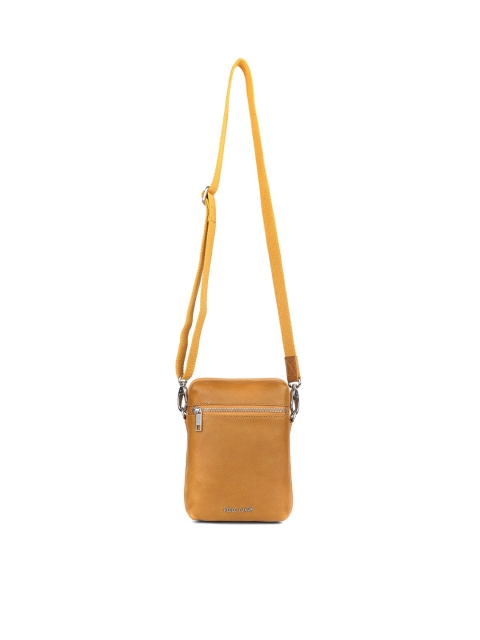 

PELLE LUXUR Yellow Leather Structured Sling Bag