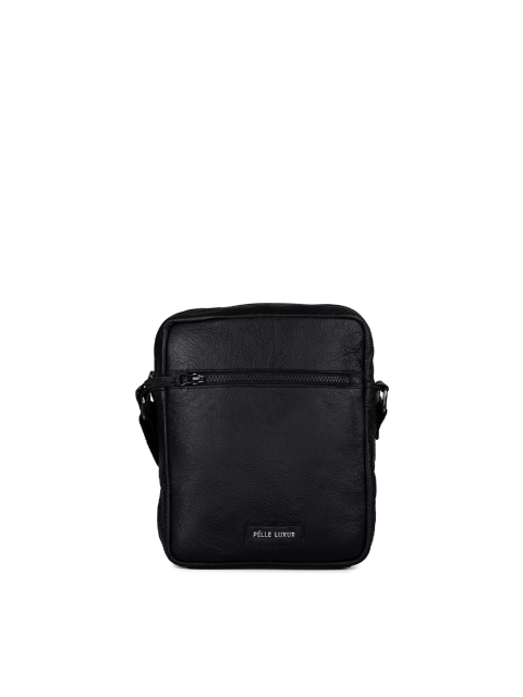 

PELLE LUXUR Unisex Black Messenger Bag