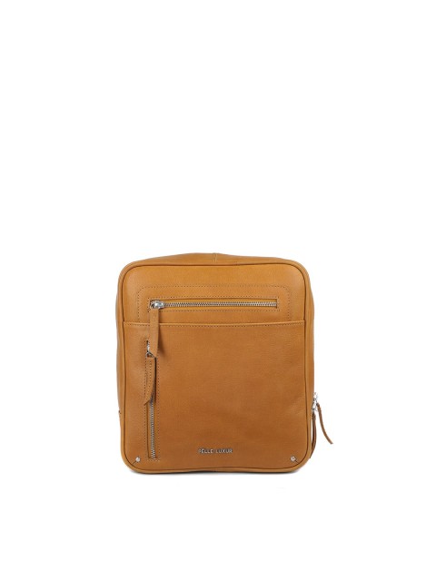 

PELLE LUXUR Unisex Yellow Solid Messenger Bag
