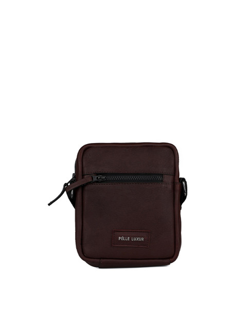 

PELLE LUXUR Black Leather Structured Sling Bag