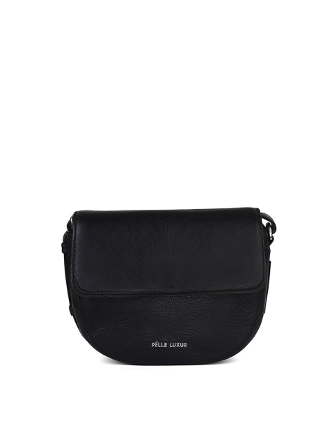 

PELLE LUXUR Unisex Black Solid Messenger Bag