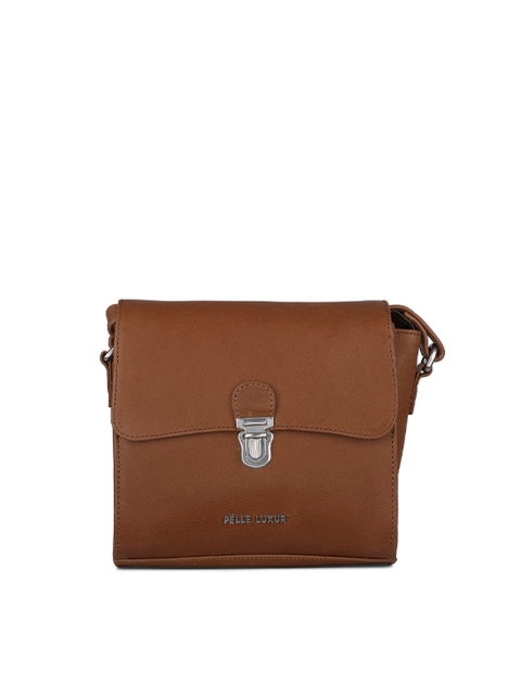 

PELLE LUXUR Unisex Brown Textured Sling Bag