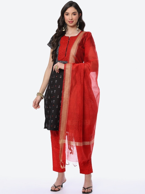 

Biba Black & Red Printed Pure Cotton Unstitched Dress Material