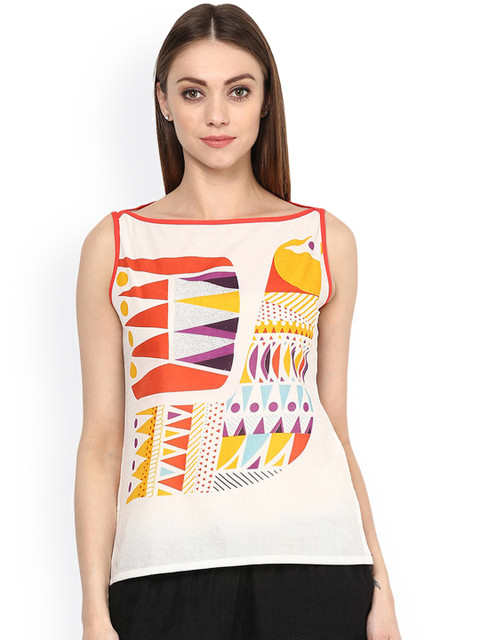 

Jaipur Kurti White Printed Top
