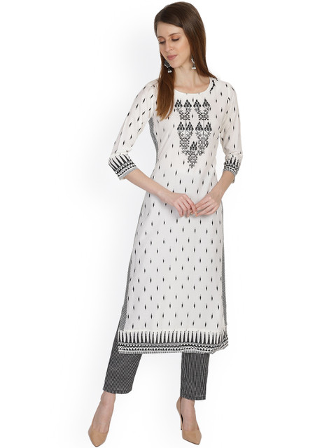 

Bani Women Black Printed Liva Kurta with Trousers