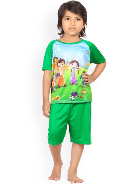 

Chhota Bheem Kids Green Printed Swimwear Tshirt and Shorts Set