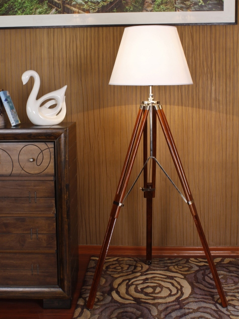 

THE LIGHT STORE White & Brown Tripod Lamp with Lamp Shade