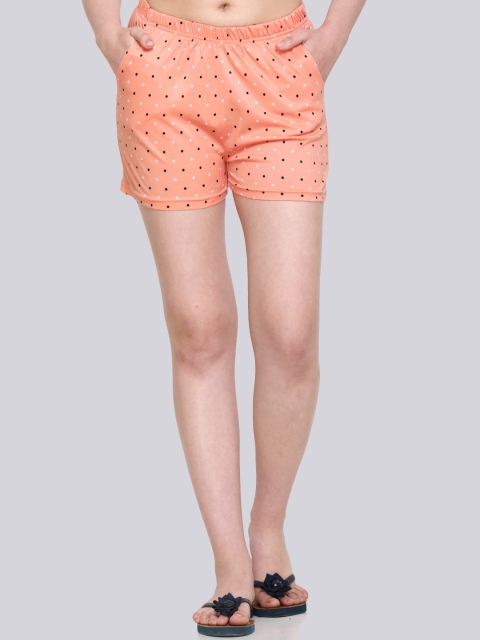 

Obaan Women Peach-Coloured Floral Printed Yoga Shorts