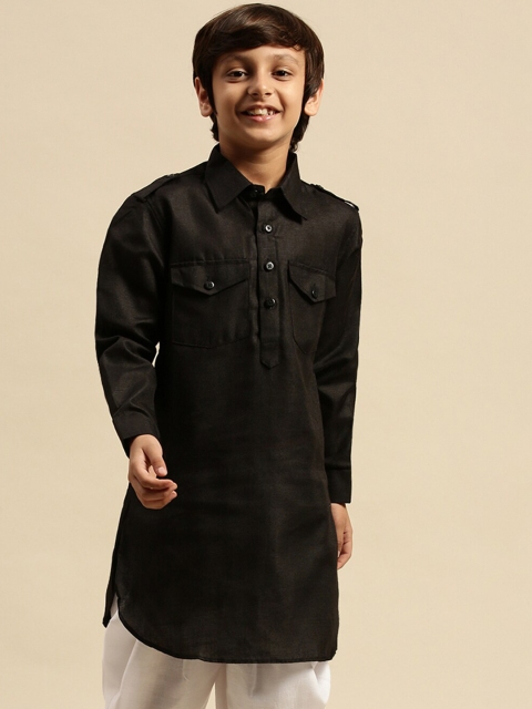 

Sanwara Boys Black Thread Work Summer Sheers Kurta