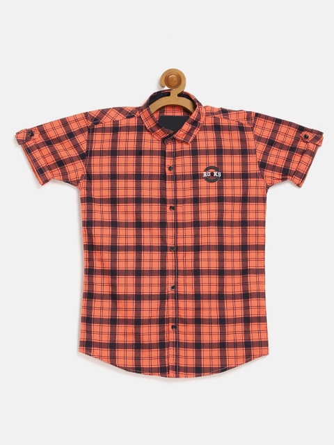 

V2 Value & Variety Boys Coral Checked Casual Shirt