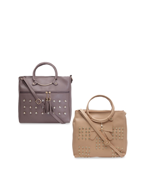 

borse lele Assorted Embellished PU Structured Handheld Bag with Tasselled