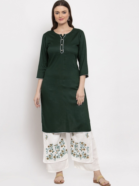 

Miaz Lifestyle Women Green Floral Embroidered Kurta with Palazzos
