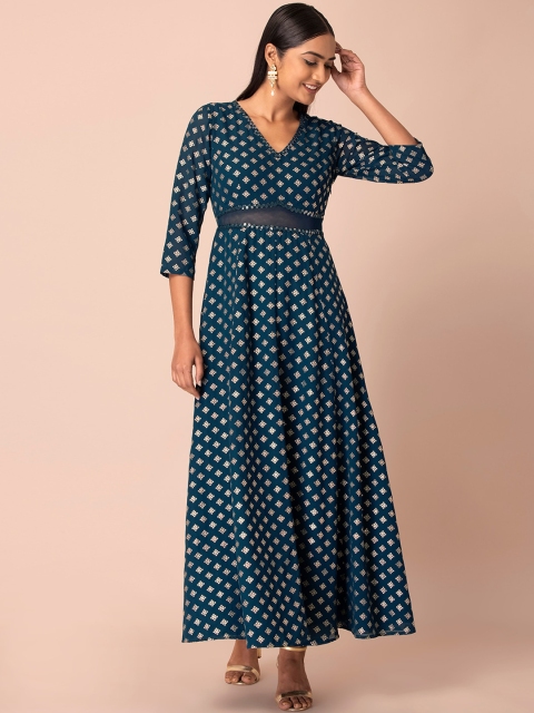 

INDYA Women Green Ethnic Motifs Printed Anarkali Kurta