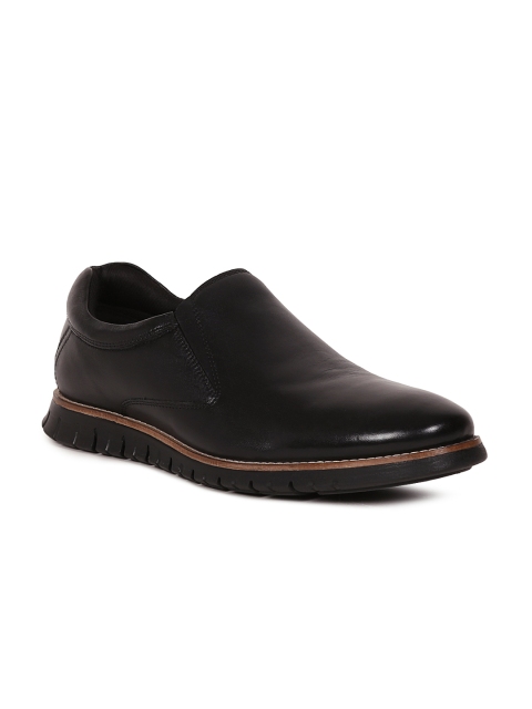 

V Dot Men Black Leather Slip-Ons