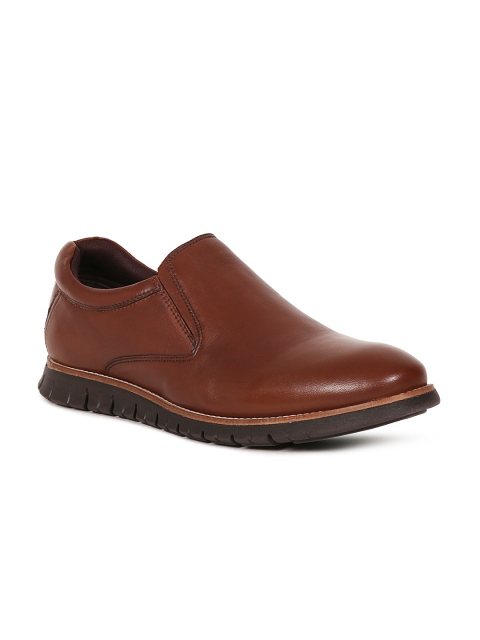 

V Dot Men Brown Leather Slip-Ons