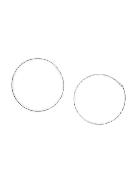

FOREVER 21 Silver-Toned Contemporary Hoop Earrings