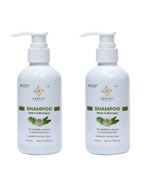 

EARTHY ESSENTIALS Set of 2 Neem & Bhringraj Shampoo - 200 ml Each, White