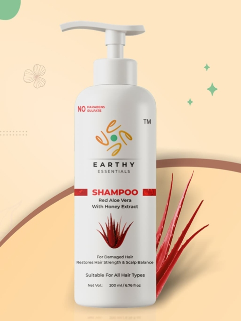 

EARTHY ESSENTIALS Red Aloe Vera Shampoo & Body Lotion 200 ml Each, White