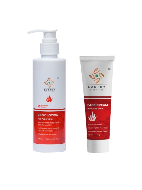 

EARTHY ESSENTIALS Red Aloe Vera Face Cream & Body Lotion, White