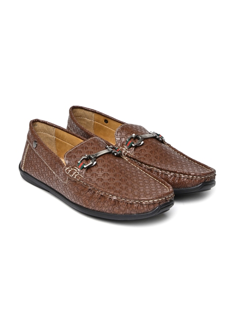 

Carlton London Men Brown Textured Loafers
