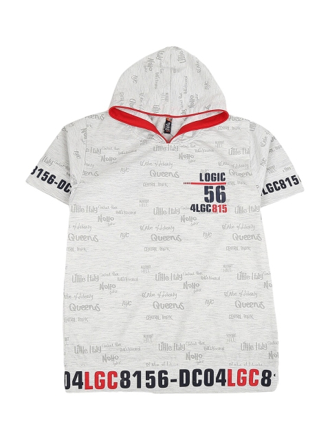 

V-Mart Boys Grey Melange Typography Printed Applique T-shirt