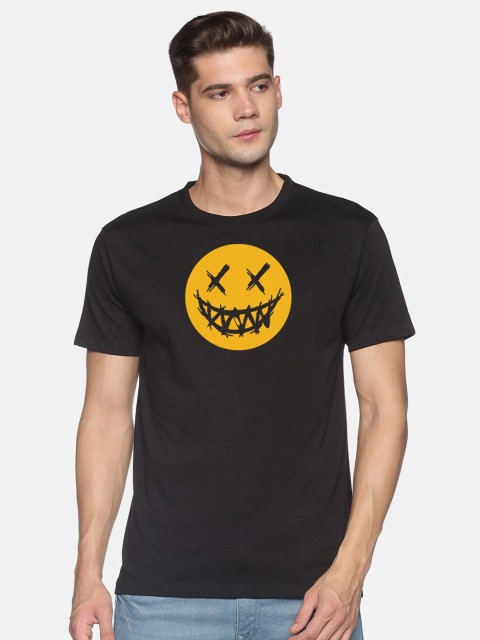 

BLACK RADIO Men Black Printed Slim Fit T-shirt