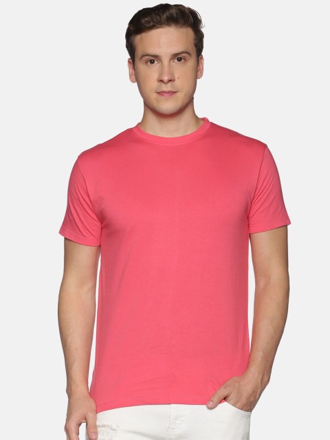 

BLACK RADIO Men Pink Cotton Slim Fit T-shirt