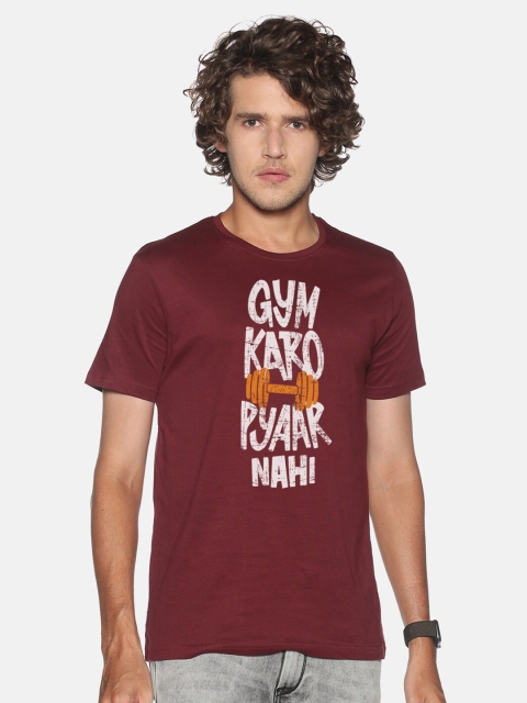 

BLACK RADIO Men Maroon Typography Printed Slim Fit T-shirt