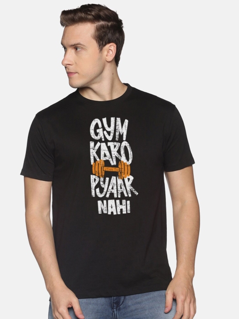 BLACK RADIO Men Black Typography Printed Slim Fit T-shirt