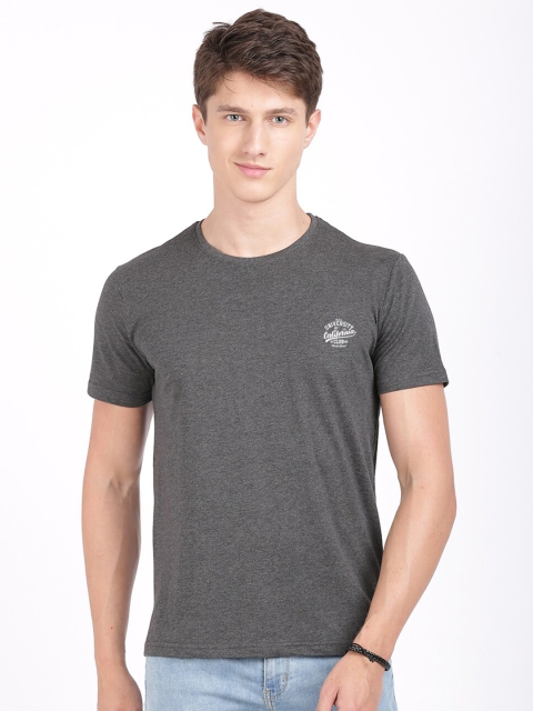 

BLACK RADIO Men Charcoal Grey Slim Fit Cotton T-shirt