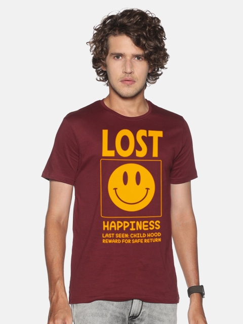 

BLACK RADIO Men Maroon Typography Printed Slim Fit T-shirt