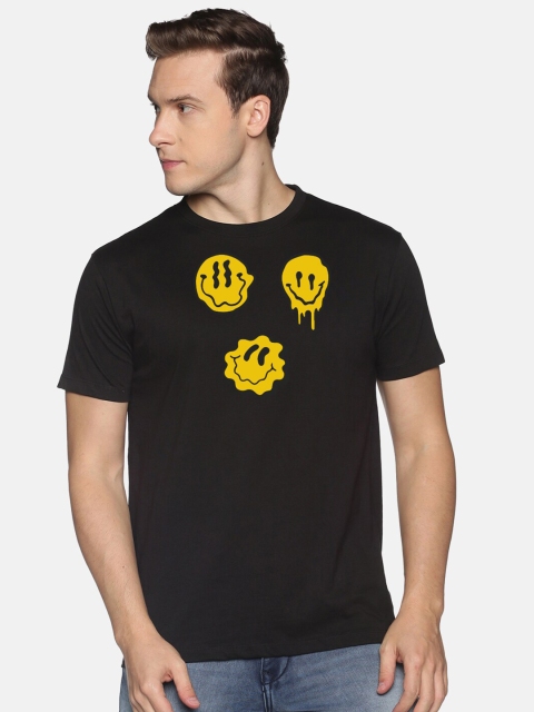 

BLACK RADIO Men Black Printed Cotton Slim Fit T-shirt