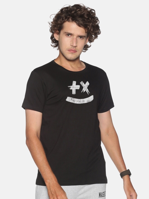 

BLACK RADIO Men Black Typography Printed Cotton Slim Fit T-shirt