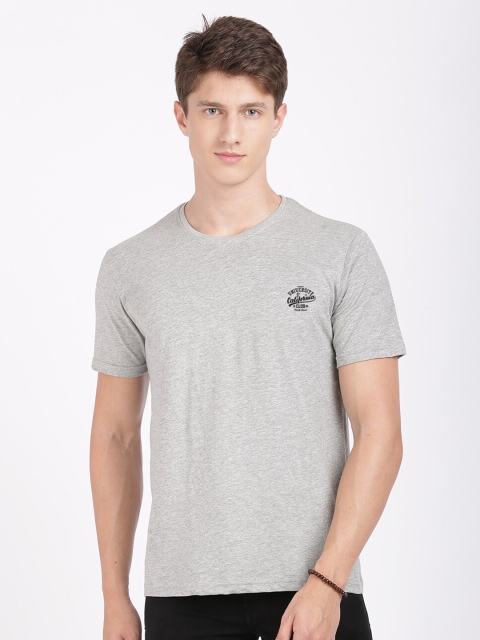 

BLACK RADIO Men Grey Slim Fit Cotton T-shirt