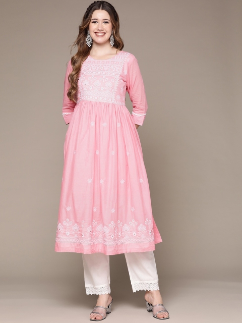 

Anubhutee Women Pink Ethnic Motifs Embroidered Anarkali Kurta