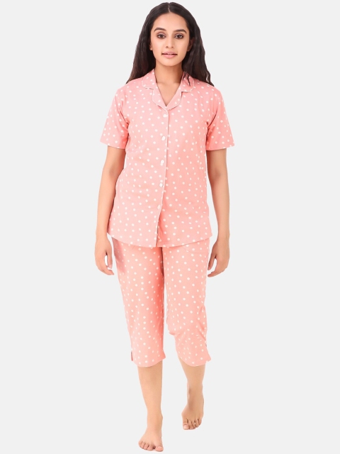 

Masha Women Pink Printed Pure Cotton Night suit