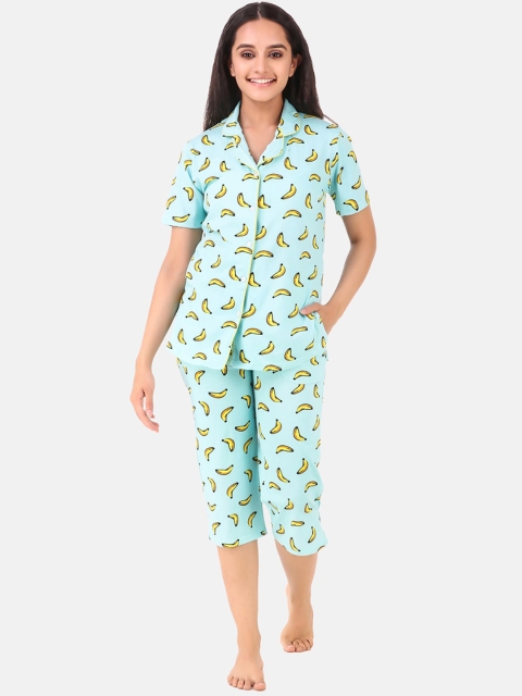 

Masha Women Blue & Blue Printed Night suit